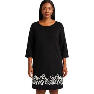 Marc New York by Marc Andrew Medium Black White 3/4 Sleeve Knit Dress